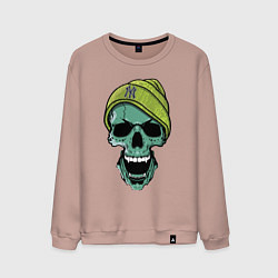 Свитшот хлопковый мужской New York Yankees Cool skull, цвет: пыльно-розовый