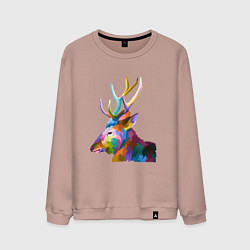 Свитшот хлопковый мужской Цветной олень Colored Deer, цвет: пыльно-розовый