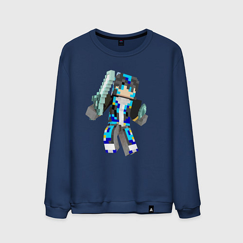 Мужской свитшот Minecraft Warrior! / Тёмно-синий – фото 1