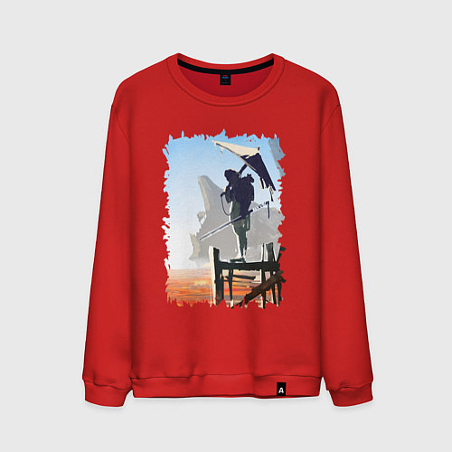 Мужской свитшот Warrior of desert / Красный – фото 1