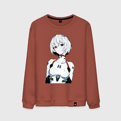 Свитшот хлопковый мужской Рей Аянами Rei Ayanami Ева Евангелион, цвет: кирпичный