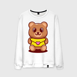 Свитшот хлопковый мужской Bear & Heart, цвет: белый