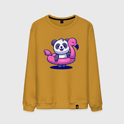 Свитшот хлопковый мужской Пандочка на пляже, цвет: горчичный