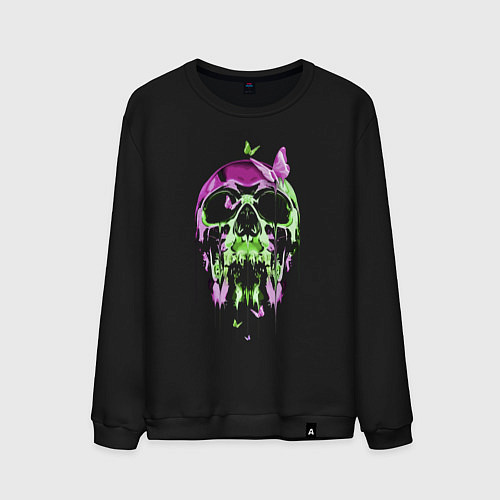 Мужской свитшот Skull & Butterfly Neon / Черный – фото 1