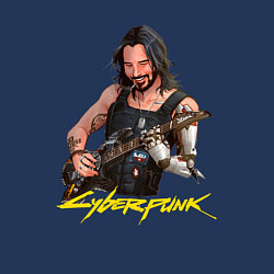 Свитшот хлопковый мужской Джонни Cyberpunk2077 Johnny с гитарой, цвет: тёмно-синий — фото 2