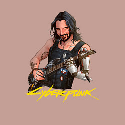 Свитшот хлопковый мужской Джонни Cyberpunk2077 Johnny с гитарой, цвет: пыльно-розовый — фото 2