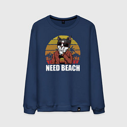 Свитшот хлопковый мужской Need Beach, цвет: тёмно-синий