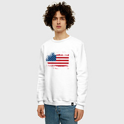 Свитшот хлопковый мужской Американский флаг Stars, цвет: белый — фото 2