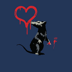 Свитшот хлопковый мужской BANKSY БЭНКСИ крыса и сердце, цвет: тёмно-синий — фото 2