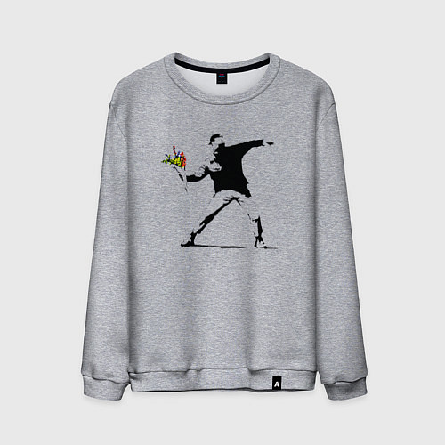 Мужской свитшот Бэнкси художник Banksy цветы / Меланж – фото 1