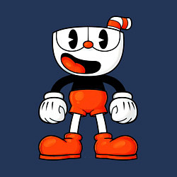 Свитшот хлопковый мужской Cuphead красная чашечка, цвет: тёмно-синий — фото 2