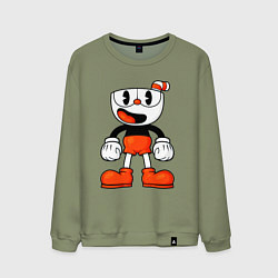 Свитшот хлопковый мужской Cuphead красная чашечка, цвет: авокадо