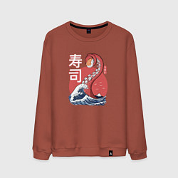 Свитшот хлопковый мужской Kraken Kawaii Sushi, цвет: кирпичный