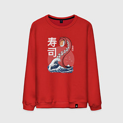 Свитшот хлопковый мужской Kraken Kawaii Sushi, цвет: красный