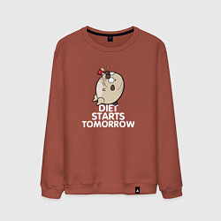 Свитшот хлопковый мужской Pug Diet Starts Tomorrow, цвет: кирпичный