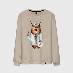Свитшот хлопковый мужской Врач сова, цвет: миндальный