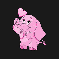 Свитшот хлопковый мужской Розовый слонёнок, цвет: черный — фото 2