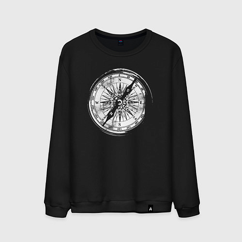 Мужской свитшот Компас и Походы / Черный – фото 1