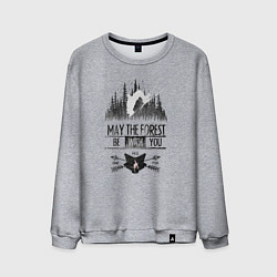 Свитшот хлопковый мужской Лыжи и Лес, цвет: меланж