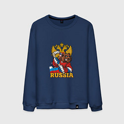 Свитшот хлопковый мужской Хоккей - Russia, цвет: тёмно-синий