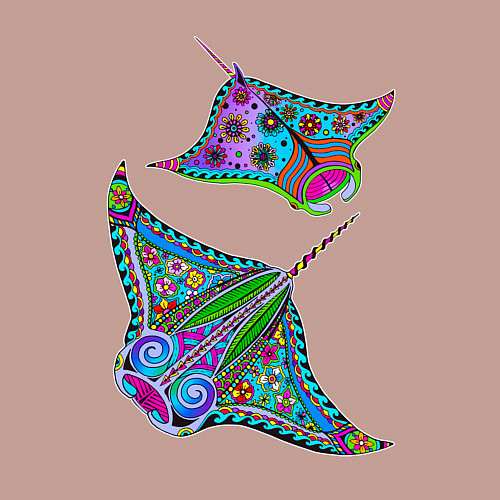 Мужской свитшот Скаты с психоделической раскраской / Пыльно-розовый – фото 3