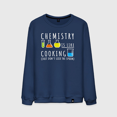 Мужской свитшот Химия похожа на кулинарию / Тёмно-синий – фото 1