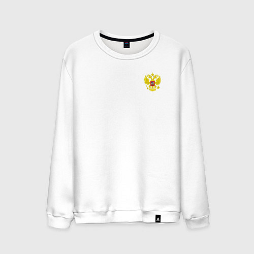 Мужской свитшот Герб россии карман спина / Белый – фото 1