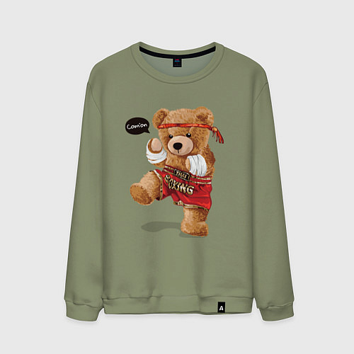 Мужской свитшот МИШКА ТАЙСКИЙ БОКС THAI BOXING MUAY THAI / Авокадо – фото 1