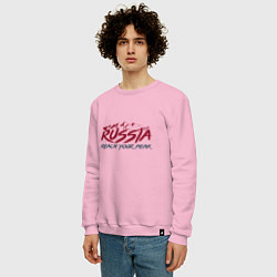 Свитшот хлопковый мужской Россия - Будь на вершине, цвет: светло-розовый — фото 2
