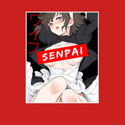 Свитшот хлопковый мужской Девушка и надпись Senpai Ahegao, цвет: красный — фото 2