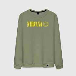 Свитшот хлопковый мужской Nirvana logo, цвет: авокадо