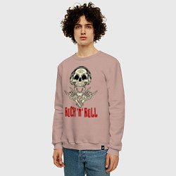 Свитшот хлопковый мужской Rock n Roll Skull, цвет: пыльно-розовый — фото 2
