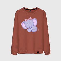 Свитшот хлопковый мужской Милый Слонёнок С Бантиком, цвет: кирпичный
