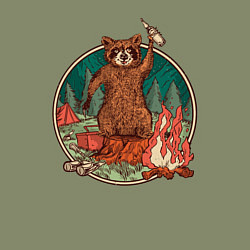 Свитшот хлопковый мужской Винтажный енот на отдыхе Camping Raccoon, цвет: авокадо — фото 2