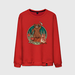 Мужской свитшот Винтажный енот на отдыхе Camping Raccoon