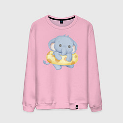 Свитшот хлопковый мужской Милый Слонёнок С Плавательным Кругом, цвет: светло-розовый