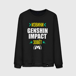 Свитшот хлопковый мужской Извини Genshin Impact Зовет, цвет: черный