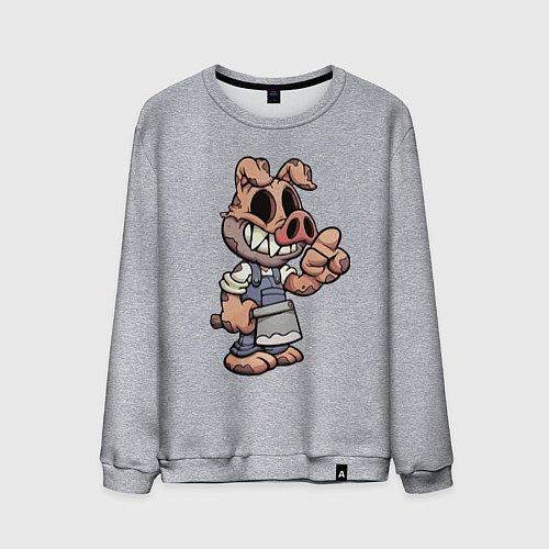 Мужской свитшот Мясник кабан Pig Dude / Меланж – фото 1