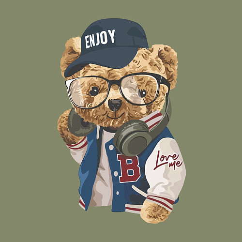 Мужской свитшот Прикольный мишутка Enjoy / Авокадо – фото 3