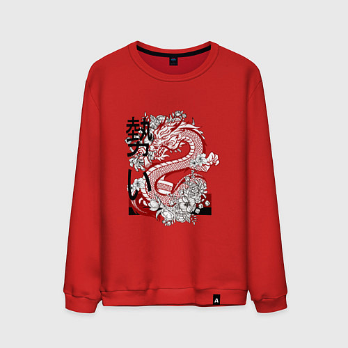 Мужской свитшот Дракон Стихия Воды / Красный – фото 1