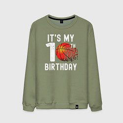 Свитшот хлопковый мужской Это мой 10 день рождения баскетбол, цвет: авокадо