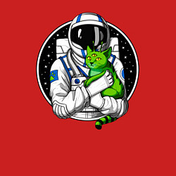 Свитшот хлопковый мужской Космонавт с инопланетным котом, цвет: красный — фото 2