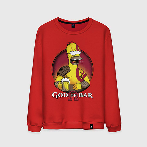 Мужской свитшот Homer god of bar / Красный – фото 1