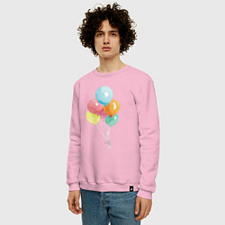 Свитшот хлопковый мужской Акварельные воздушные шары, цвет: светло-розовый — фото 2