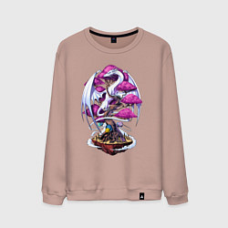 Свитшот хлопковый мужской Дракон на дереве - космическая метаморфоза, цвет: пыльно-розовый