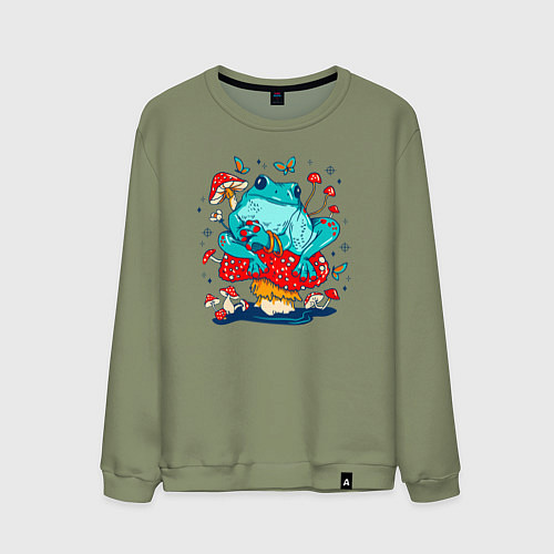 Мужской свитшот Лягушка в мухоморах / Авокадо – фото 1