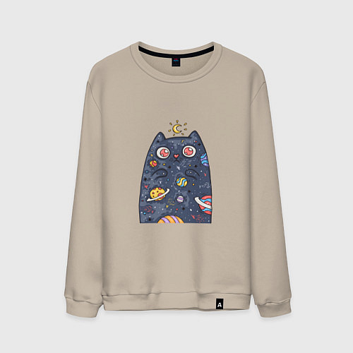 Мужской свитшот КОСМИЧЕСКИЙ КОТОФЕЙ / Миндальный – фото 1