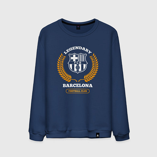 Мужской свитшот Лого Barcelona и надпись Legendary Football Club / Тёмно-синий – фото 1
