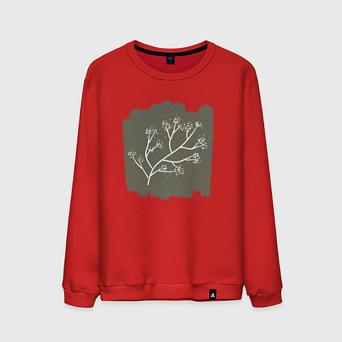 Мужской свитшот Ветка с листьями / Красный – фото 1
