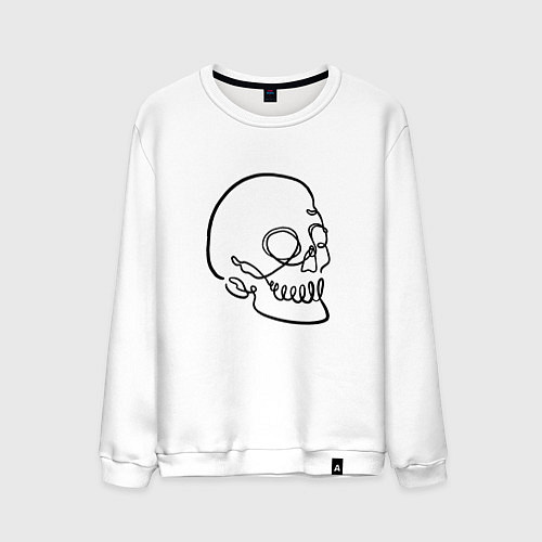 Мужской свитшот Череп Лайн Арт Skull Line Art / Белый – фото 1